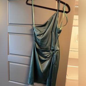 Green satin Gianni bini cocktail dress